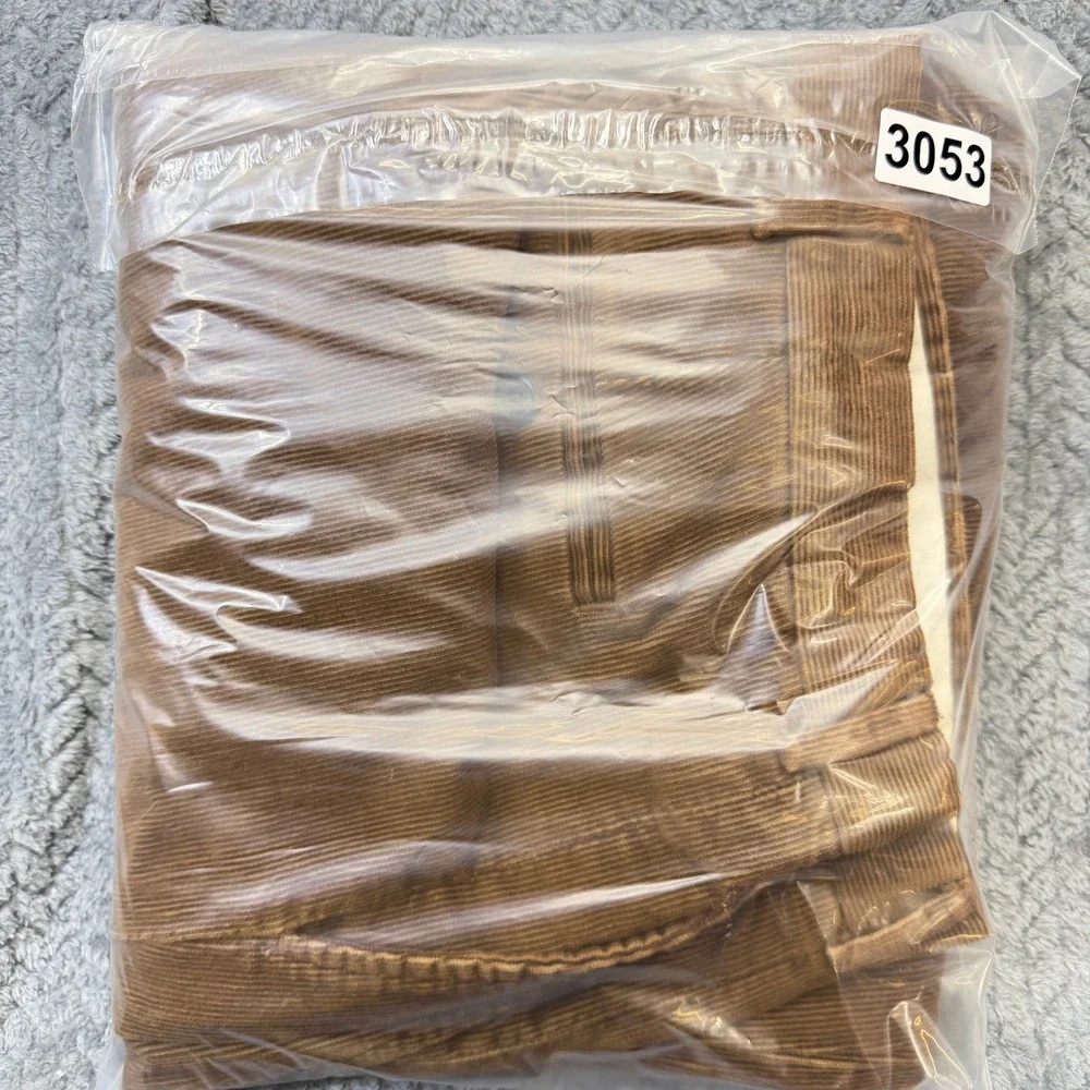 Lands' End Corduroy Pants‎ Mens 38x29 Brown Pleated Cuffed Wide Leg
